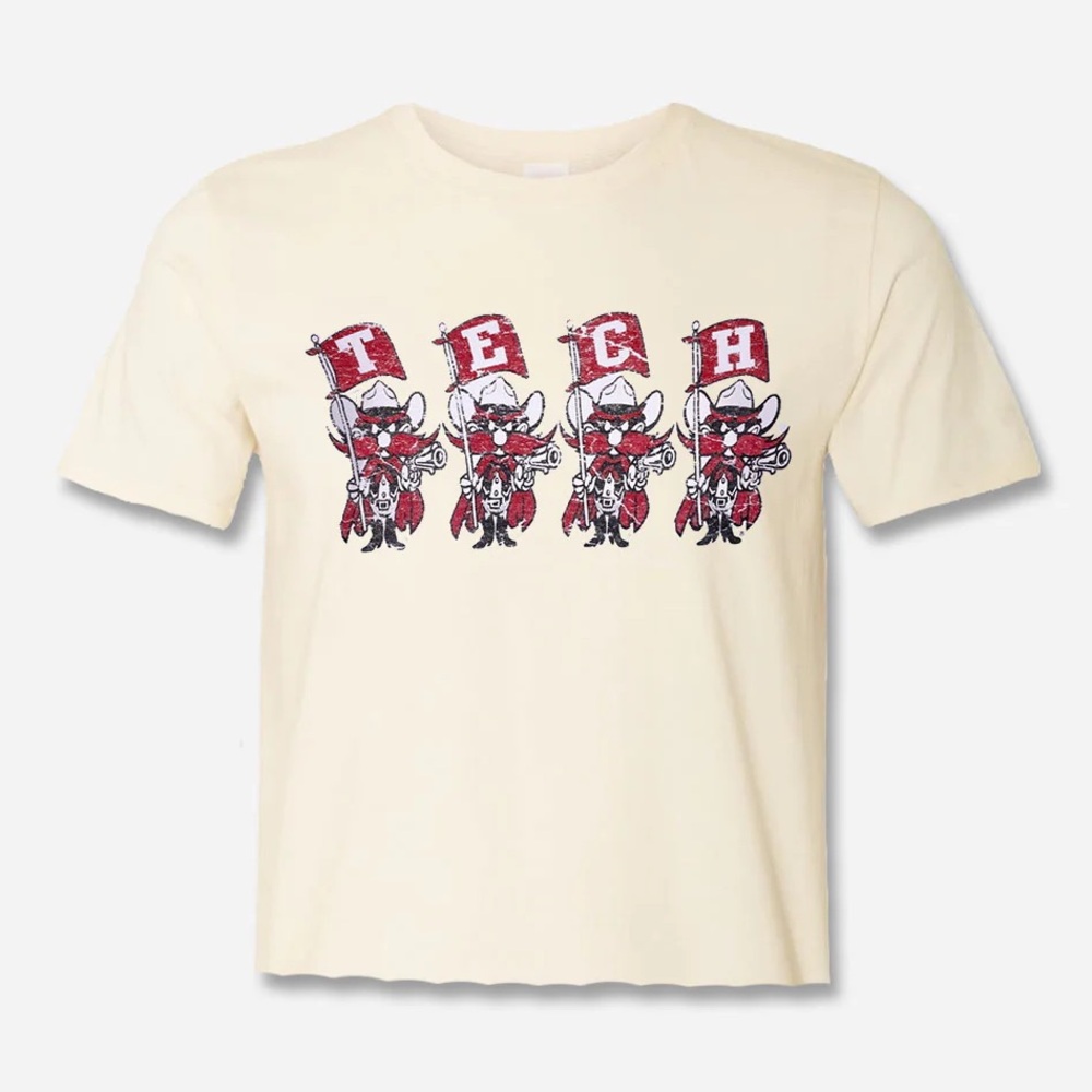 Texas Tech Gray Cropped Flag Squad T-Shirt Size S